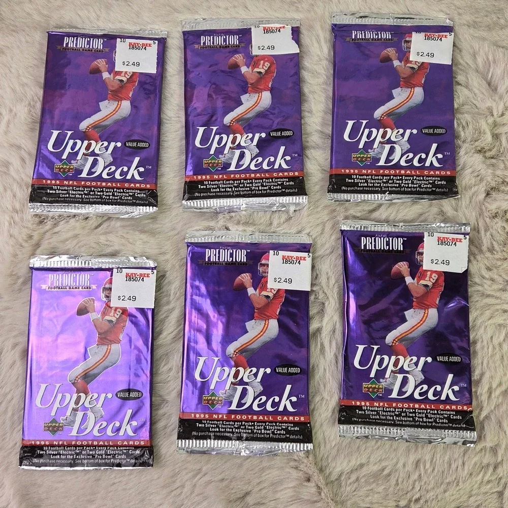 Lot of 6 1995 Upper Deck NFL Football Cards Sealed Packs Predictor Joe Montana